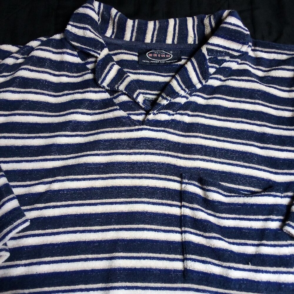 Vintage On The Brink Stripe Terry Cloth Polo Shirt